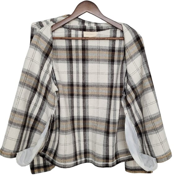 Melloday Plaid Button Up Flannel Shirt Jacket Shacket Womens Size L Warm Outdoor - Picture 3 of 10